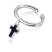 Black Enamel Cross Ear Cuff EC-430